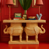 Rattan Elephant Console